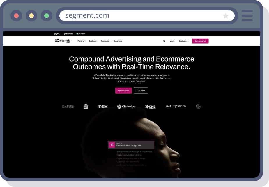 Segment competitor website A/B test preview